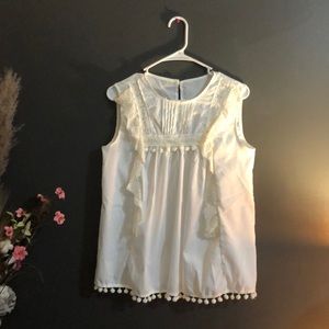 Boho Peasant Top Lace Tunic White Size S NWOT